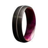 Men's Guitar String Zirconium Ring with Pink Burl Inlay - Size 10
